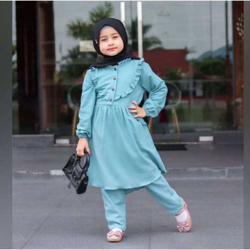 Set anak Tunik wanita kekinian usia 7-8 tahun