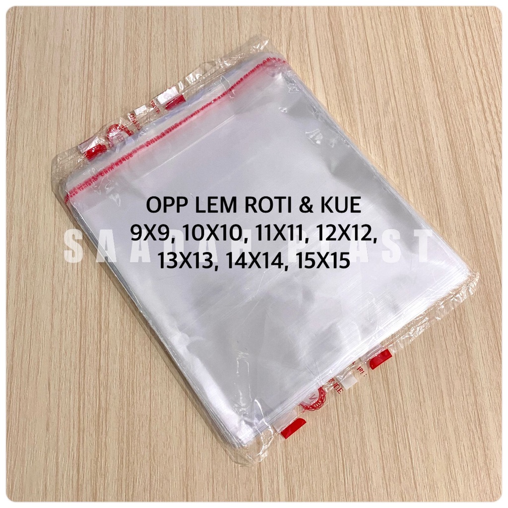 (ISI 100) OPP ROTI - KANTONG PLASTIK OPP LEM KEMASAN ROTI DONAT KUE 8X8 9X9 10X10 11X11 12X12 13X13 14X14 15X15 10X15 7X25 10X25 12X25 14X25 18X25