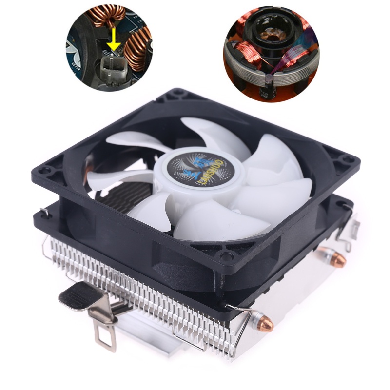 Bt Silent CPU Cooler LGA/2011/115X/775 3pin PC Pendingin Radiator 2tabung Tembaga 5warna LED Pendingin Kipas