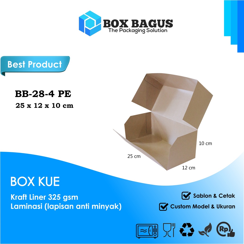 BOX DUS 25x12x10 KRAFT 325 GSM LAMINASI - KOTAK HAMPERS BOLU GULUNG KUE SNACK