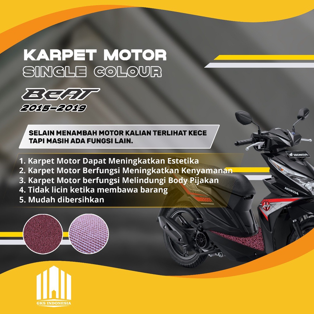 PRESTIGE - KARPET MOTOR - HONDA BEAT - TAHUN 2015 SD 2019 - SINGLE COLOUR - COIL MAT