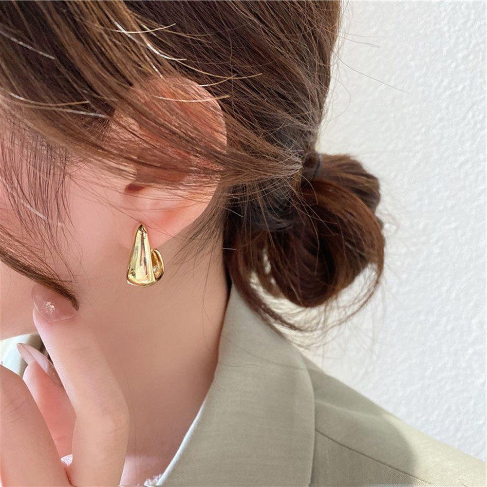 NEEDWAY Anting Perak Anting Unik Retro Wanita Emas Fashion Earrings Geometris Perempuan Ear Studs