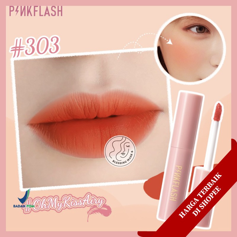 [BPOM] PINKFLASH Matte Liquid Lipstick Lasting Waterproof Lip Tint Shimmer Lip Gloss Velvet Matte-#303 Lip Tint