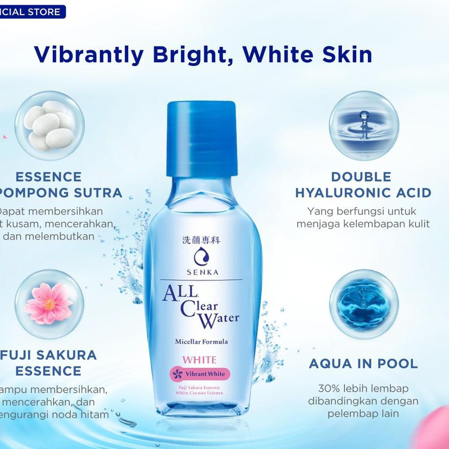 [GROSIR]SENKA All Clear Water White - Vibrant White / Anti Shine ( Micellar Water , Make Up Remover)