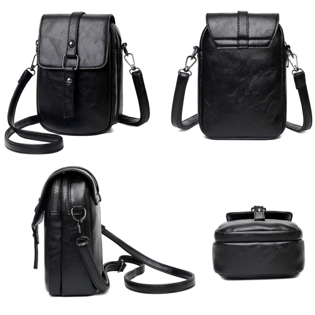 TAS SELEMPANG WANITA PREMIUM KULIT HITAM IMPORT KOREA KEKINIAN HOMIA TA515B5 SLING BAG REMAJA KECIL MURAH BATAM BRANDED