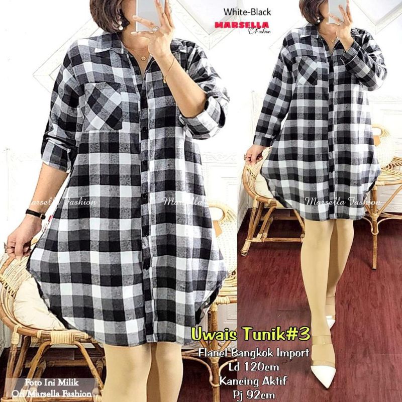 Uwais Tunik #3 by Marsella Tunik Flanel Kotak Kotak