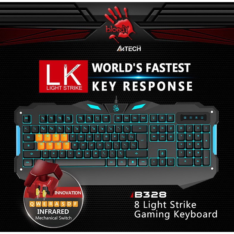 KEYBOARD GAMING BLOODY B328 8 LIGHT STRIKE ORIGINA