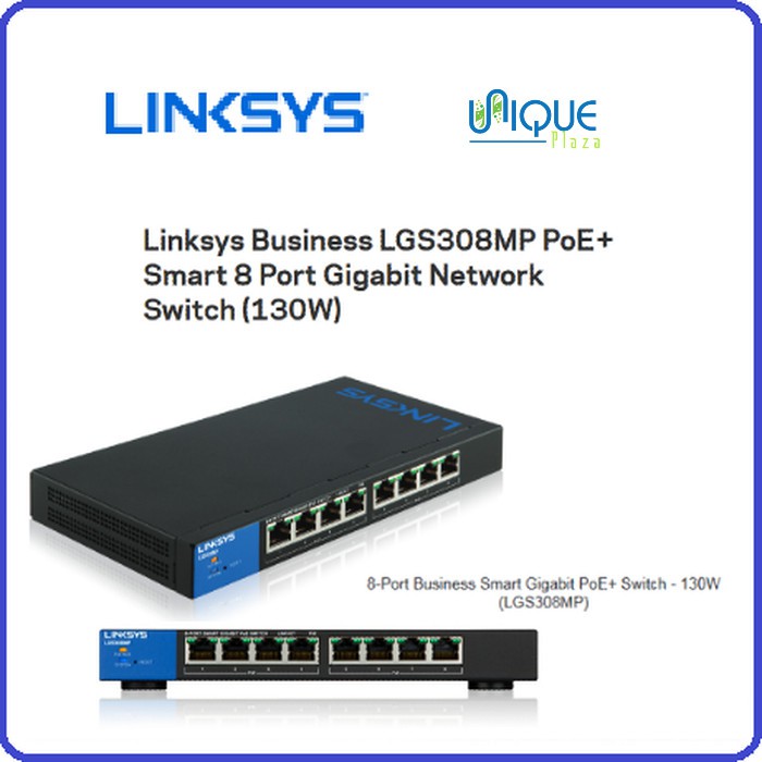 Linksys LGS308MP PoE+ Smart 8 Port Gigabit Network Switch 130W