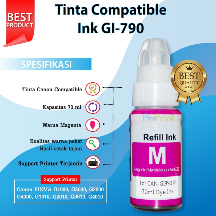 Tinta Compatible Canon 790 GI790 gi790 Printer G1000 G2000 G3000 G4000