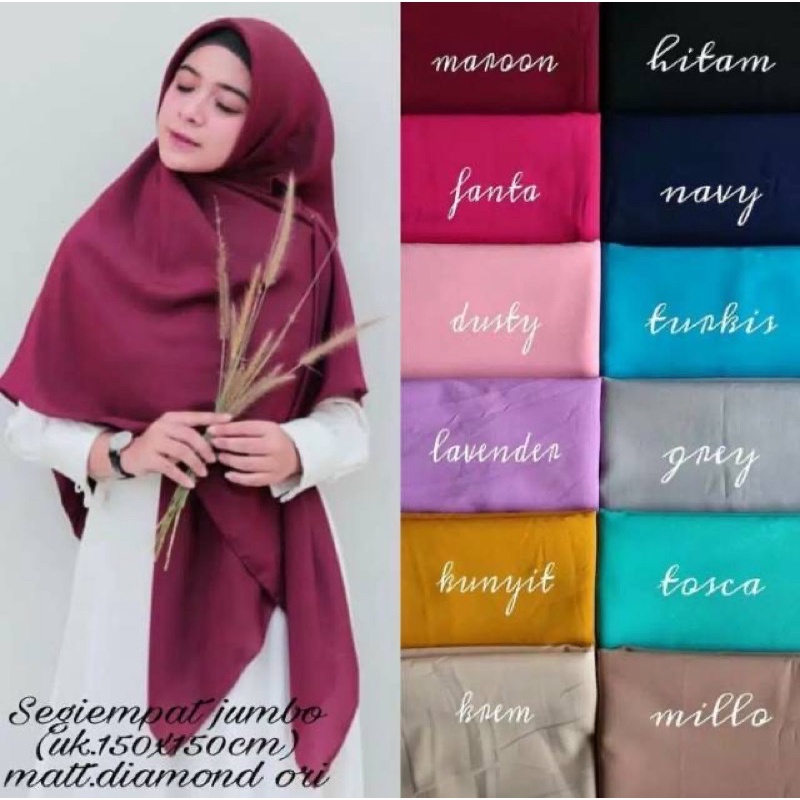 [COD] SEGI EMPAT JUMBO 150x150 DIAMOND ITALIANO BY DESMONDA HIJAB / jilbab dewasa