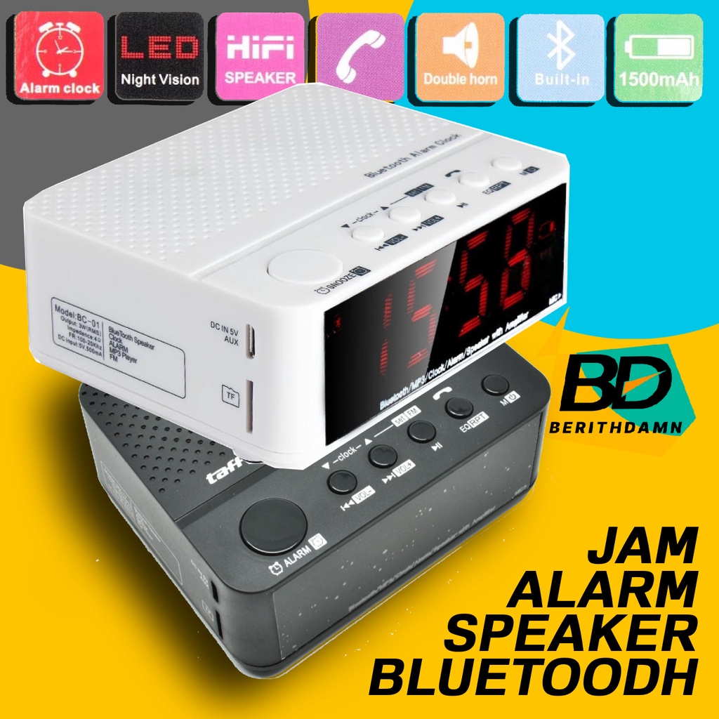 jam alarm speaker bluetooth 3 in 1 taffware bisa jam weker jam digital jam speaker jam meja
