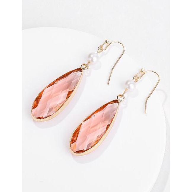 LRC Anting Gantung Fashion Waterdrop Shape Decorated Earrings