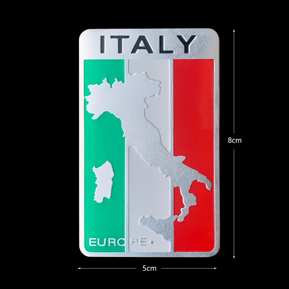 2pcs Stiker Emblem 3D Motif Bendera Nasional Italia Bahan Aluminum Untuk Mobilmotor Ford Alfa