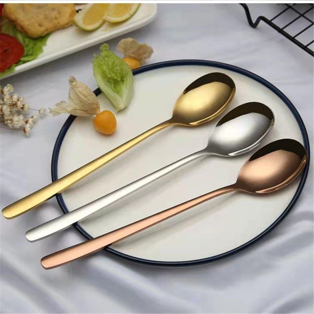 Solighter Sendok Kopi Stainless Steel Kesederhanaan Halus Mirror Polish Dessert Spoon