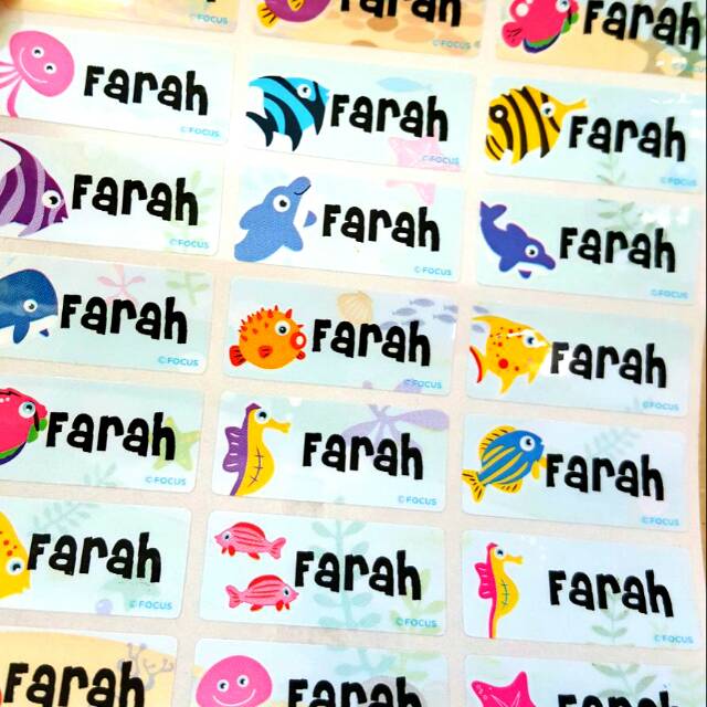 

Label nama anti air stiker waterproof Fish