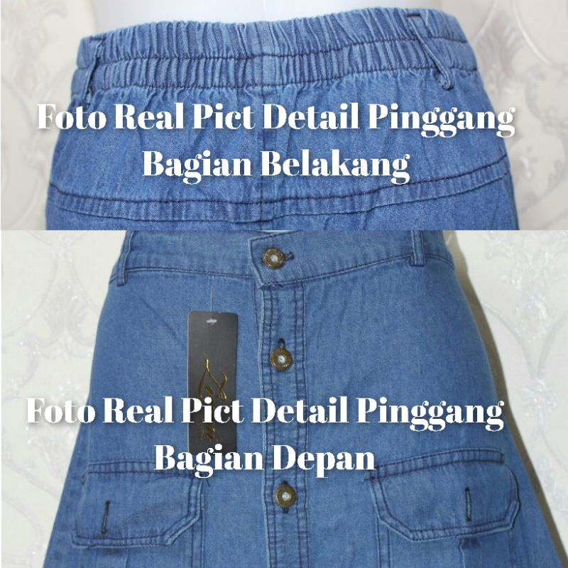 Rok Panjang Wanita - Rok Model A Cargo Kancing Dan Rok Motip Tempel - Soft Jeans BB ± 40-60 Kg-8