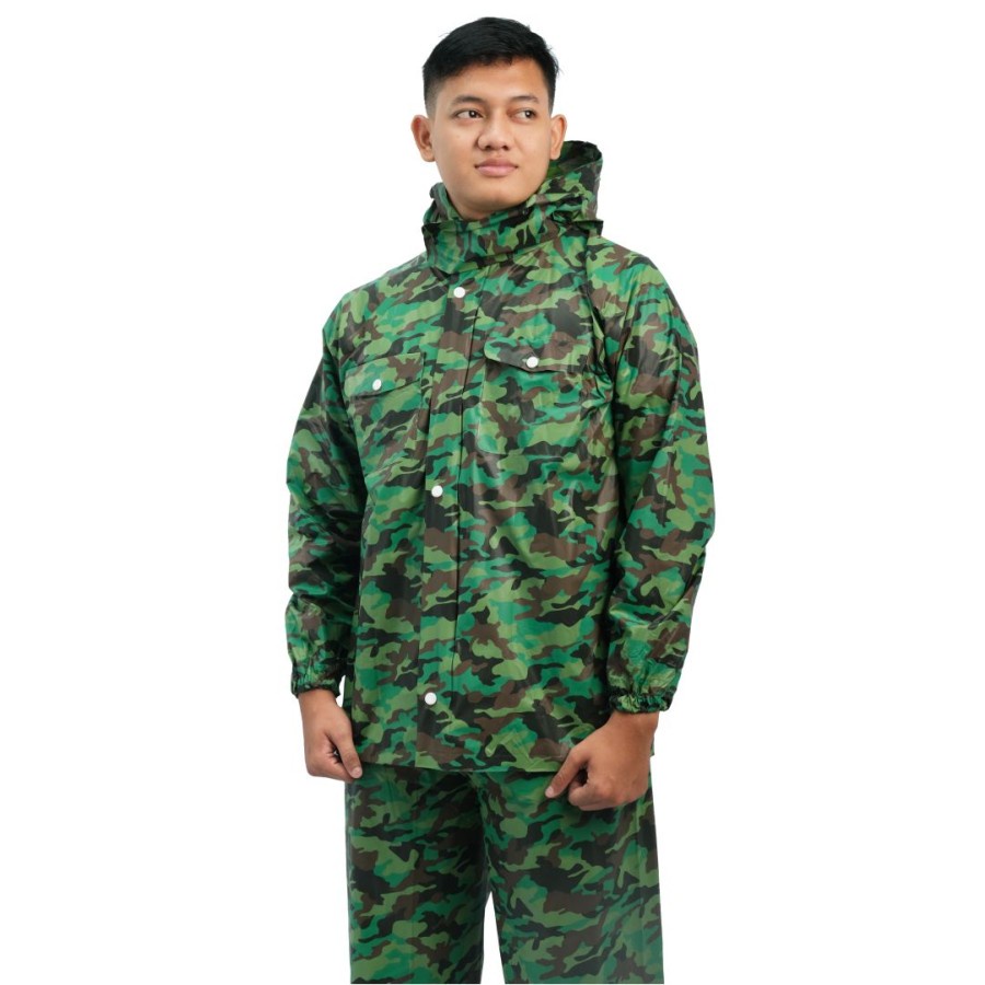 Jas Hujan PLEVIA ARMY 813 Jaket Celana Loreng