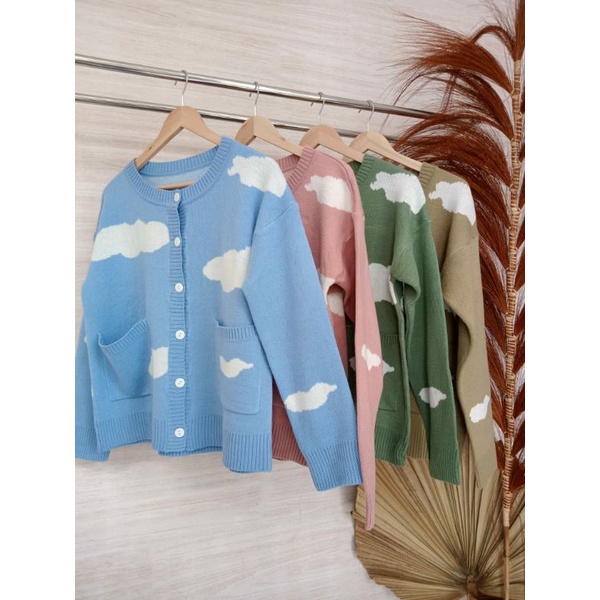 Cloud Cutes Cardigan Rajut Awan Tebal / cardy awan rajut halus realpict