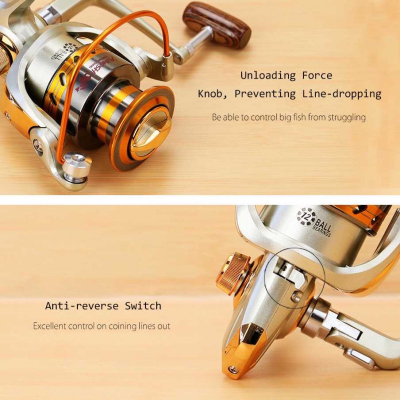 Reel Pancing Fishing Gulungan Joran Spinning 12 Ball Bearing Aluminium