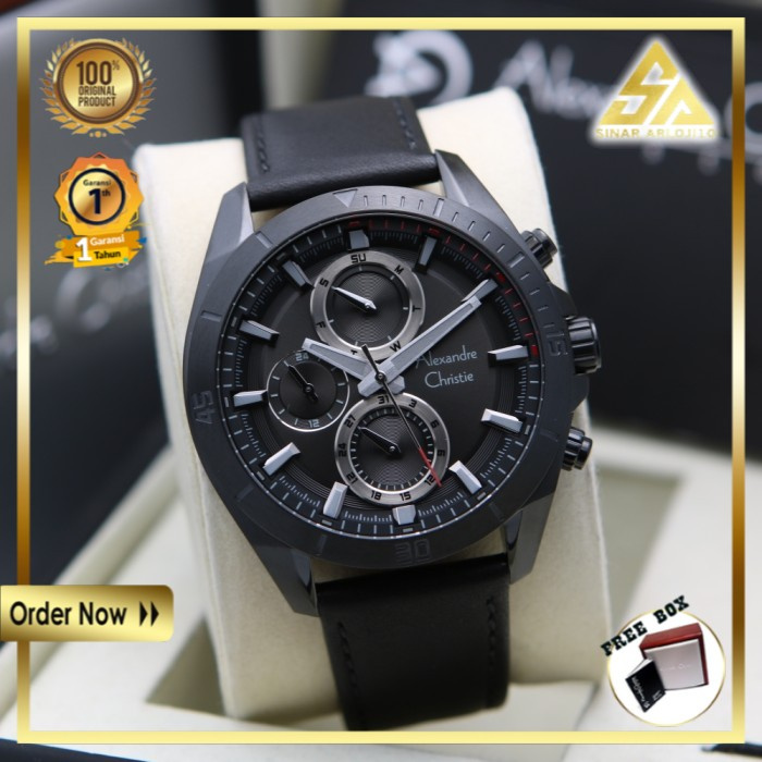 JAM TANGAN ALEXANDER CHRISTIE  ALEXANDRE CHRISTIE PRIA COWOK ORIGINAL ORI BRANDED FULL BLACK AC 6581
