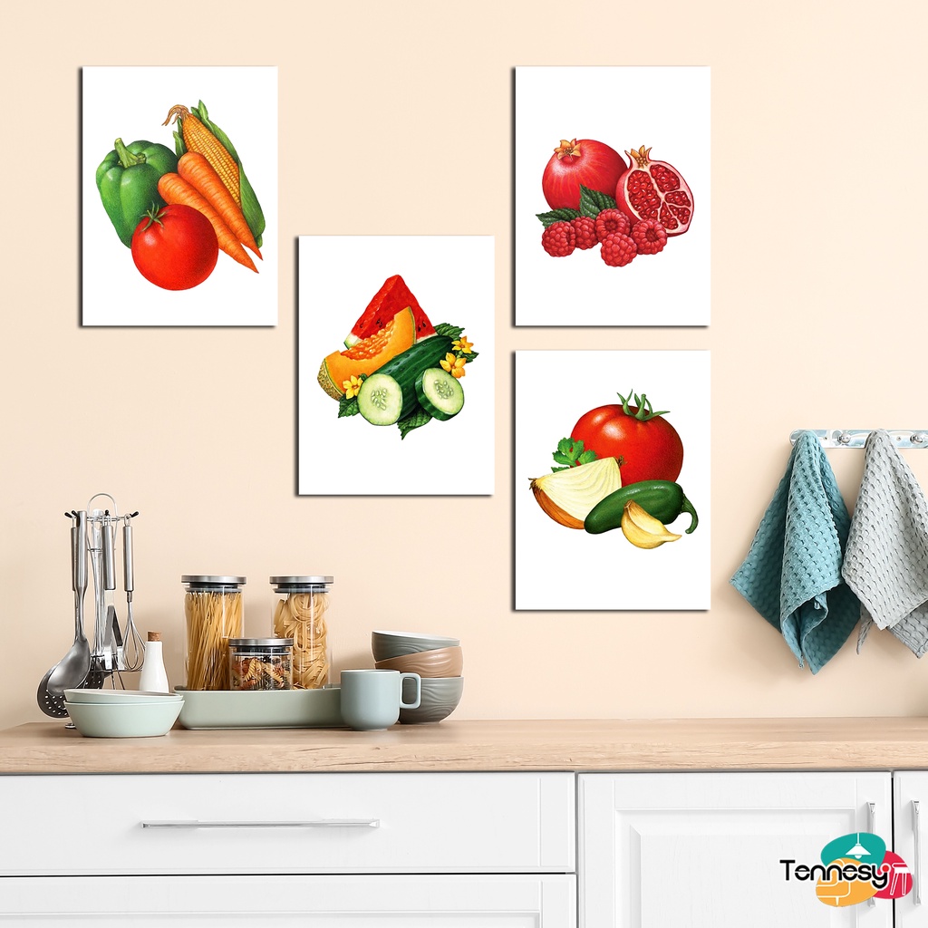 HIASAN DINDING DAPUR BUAH SAYURAN WALL DEKOR 15x20CM PAJANGAN KAYU POSTER DEKORASI DINDING KAMAR RUMAH