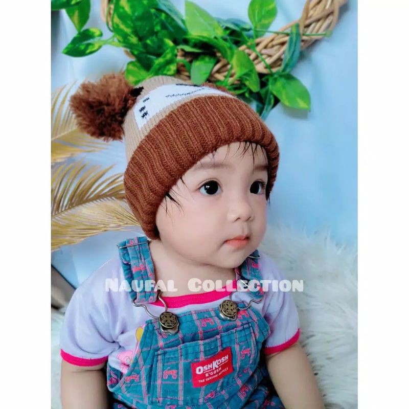 03 Topi Rajut Rambut Kepang Pom2 Kupluk Hangat Bando Anak Bayi Cewek Pompom | Aksesoris Musim Dingin