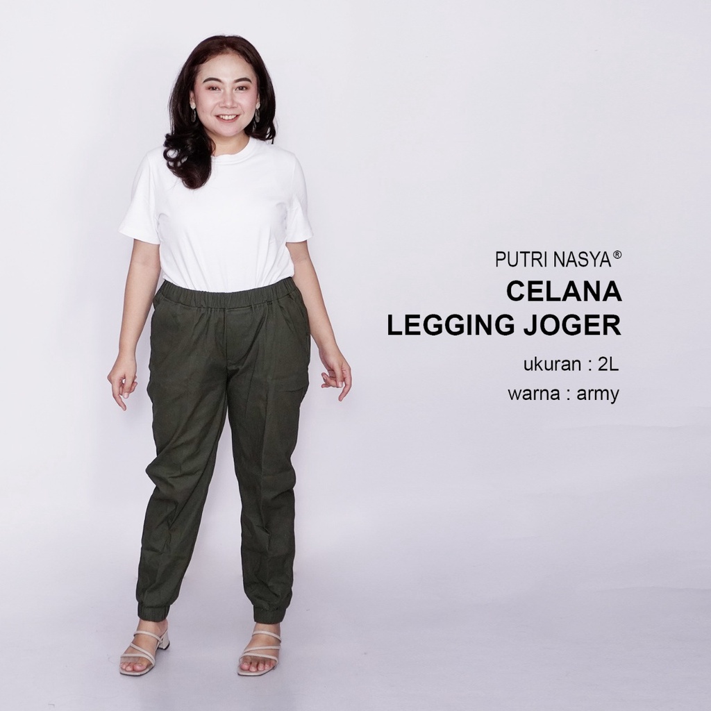 Putri Nasya - Celana Big Size Panjang Ukuran 8L,6L,5L,4L,2L,XL, all size Warna Moca Navy Army Abu Brown Dark Grey Cream Capucino Hitam