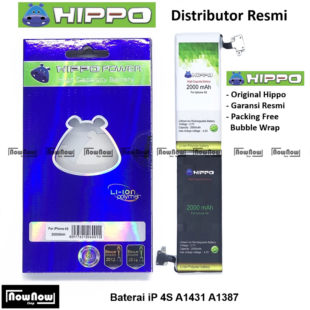 Baterai Hippo iP 4S A1431 A1387 Original Batre Batrai Battery HP Garansi Resmi