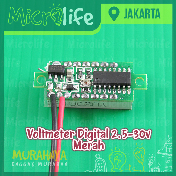 Voltmeter Digital Micro Merah 2.5-30v DC 0.28 Inch Red