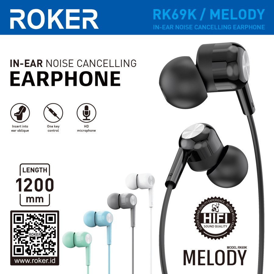 HEADSET - EARPHONE - HF ROKER MELODY RK69K HANDSFREE ROKER MACARON