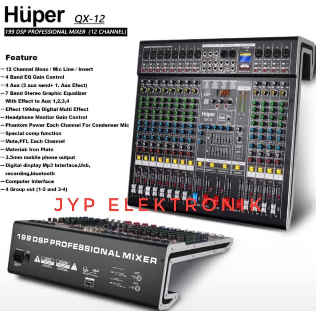 MIXER AUDIO HUPER QX 12 / HUPER QX12 ORIGINAL 12 CHANNEL USB