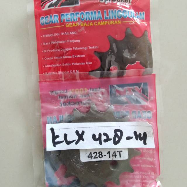 gir depan motor kawasaki klx 150 428-13,14,15