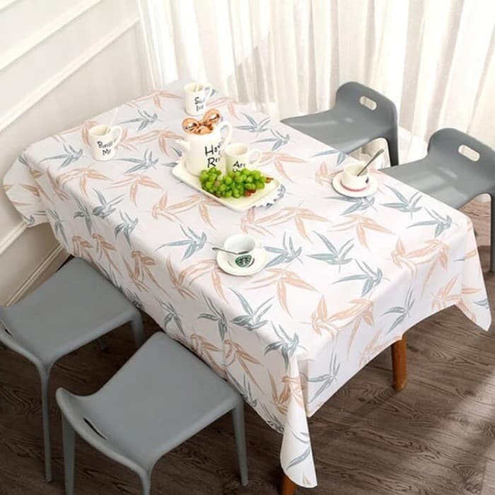 NA-Taplak Meja Anti Air Motif DAUN TD01 bahan PEVA - TABLE CLOTH LEAF