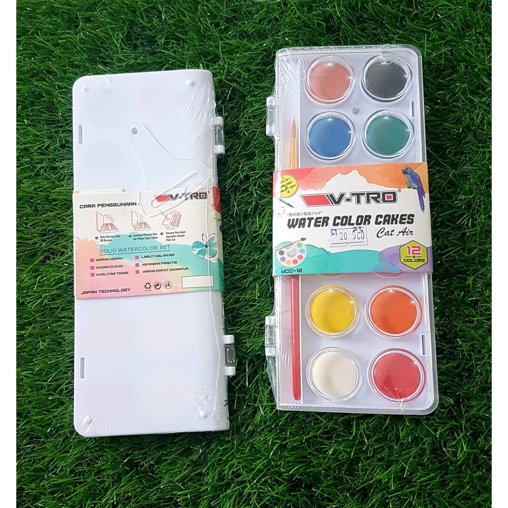

CAT AIR WATER COLOR CAKES 12 WARNA V-TRO GROSIR
