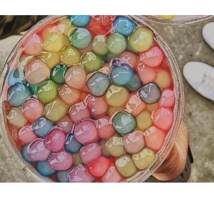 

〽️9.9〽️ Rainbow boba topping bubble pearl Terlaris 250 gram