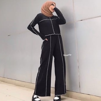 BEFAST - ZEC OOTD Wanita Setelan SRI / Set Mika Rib / Setelan One Set Wanita Jahit Jahitan Terbalik Kebalik List Variasi Obras Terbaru/ Set Wanita Lengan Panjang+Celana Panjang / Setelam Viral 2021 / Setelan Wanita Remaja Kekinian / Set OOTD Wanita