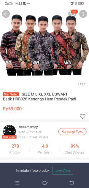 Size M L Xl Xxl Bswart Batik Hrb026 Kenongo Hem Pendek Padi Pekalongan M L Xl Batik Pria Murahl