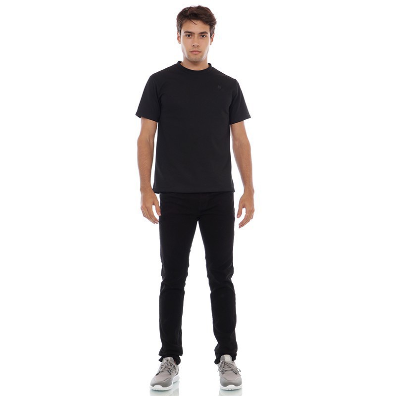 BlueButton Neck T-Shirt Black