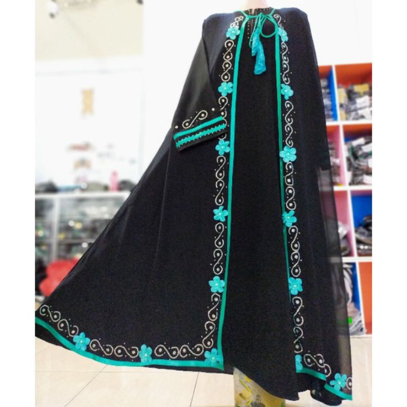 Abaya Aurora Best Seller Abaya Jetblack Gamis khas Temboro