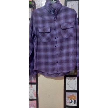 Kemeja wanita ungu kotak preloved
