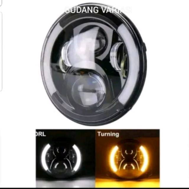 Lampu depan led projector daymaker harley 7 inch Hi low