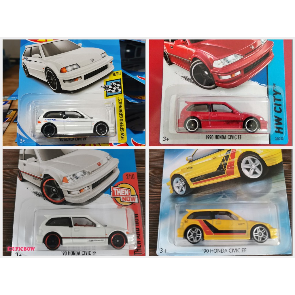 Diecast Hot Wheels 1990 90 Honda Civic EF Greddy Putih Merah 2019 Estillo Estilo Mobil Mainan Anak