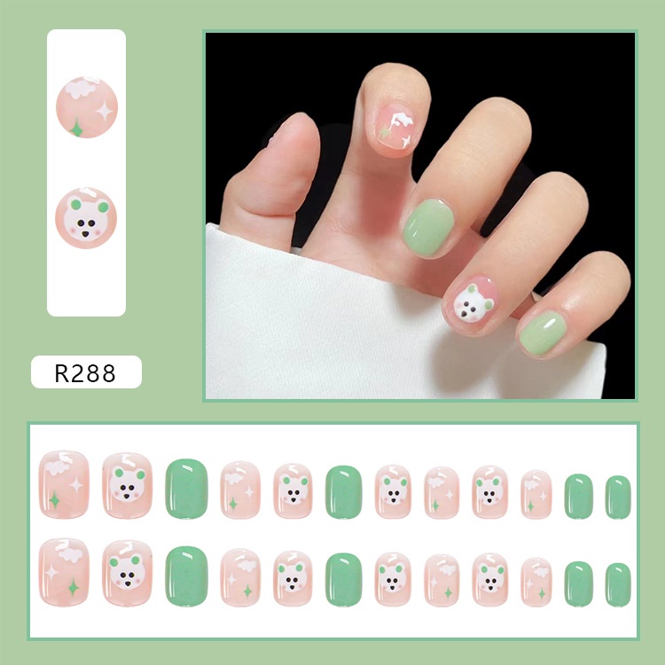 24pcs / Set Kuku Palsu DIY Untuk Nail Art