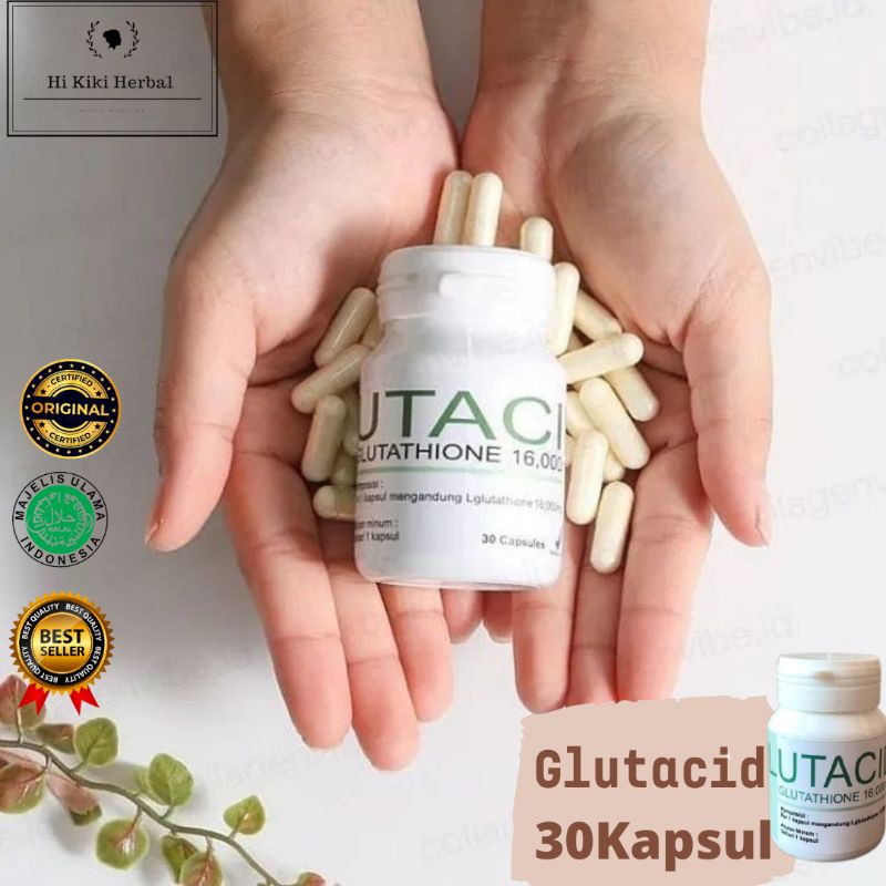 Glutacid 16000 mg ori isi 30 kapsul | Pemutih kulit seluruh tubuh | whitening booster mengandung antioksidan | Pemutih alami | Pemutih Herbal | Kulit Bersih | Kukit Sehat | anti aging anti kulit kusam |