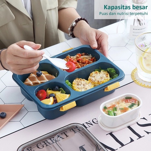 E010  Kotak Bekal Tempat Makan Lunch Box 4 Sekat / Kotak makan Bento 4 Grid