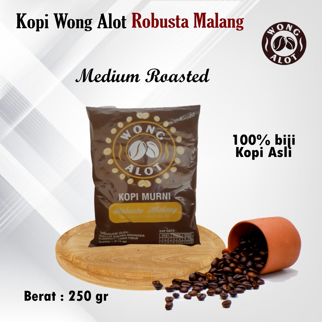 

KOPI BUBUK ROBUSTA MURNI SPESIAL WONG ALOT 250 GRAM DAMPIT MALANG ISTIMEWAH