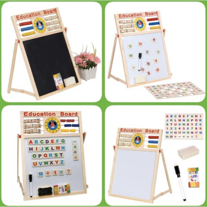 

Papan Tulis Magnet White Black Board 2 Sisi 3in1 Edukasi Anak Pintar