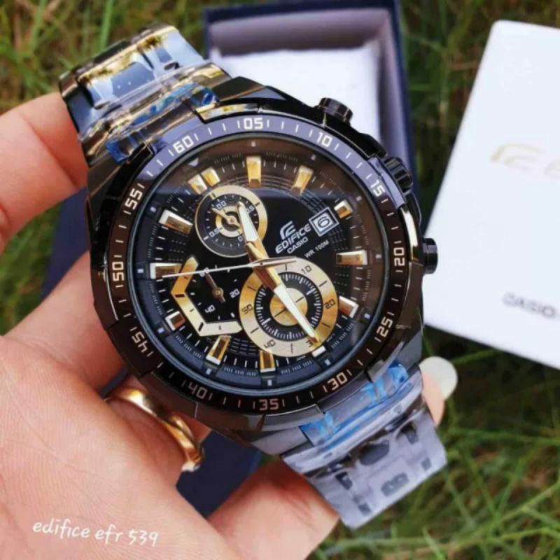 Jam tangan pria CASIO EDIFICE EFR-539BK baterai, include box fullset