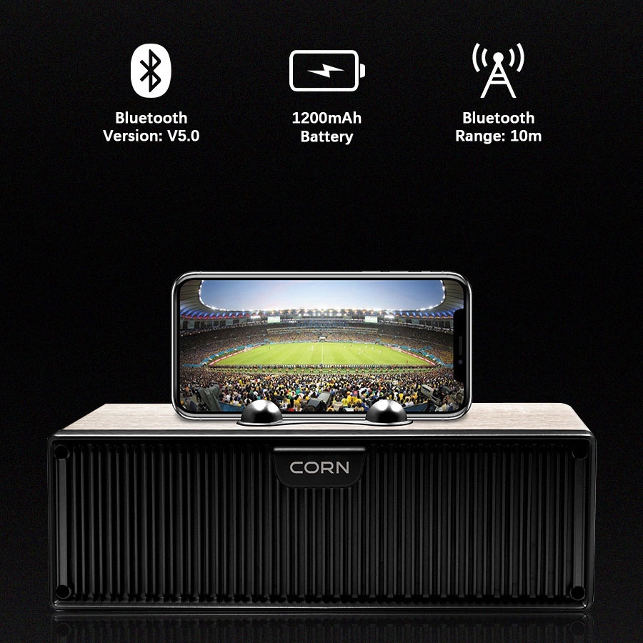 CORN YX006 TWS Speaker Bluetooth Nirkabel Tahan Air Portabel 1200mAh Speaker Kayu/suaranya besar