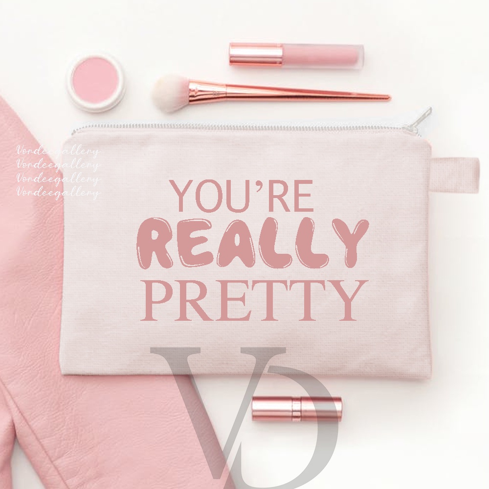 tempat make up / tas make up /pouch make up with quotes / pouch blacu custom